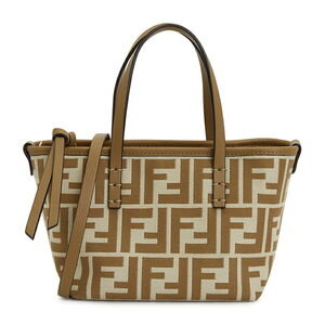 FENDI FF Jacquard Shopper Tote Shoulder Bag Brown